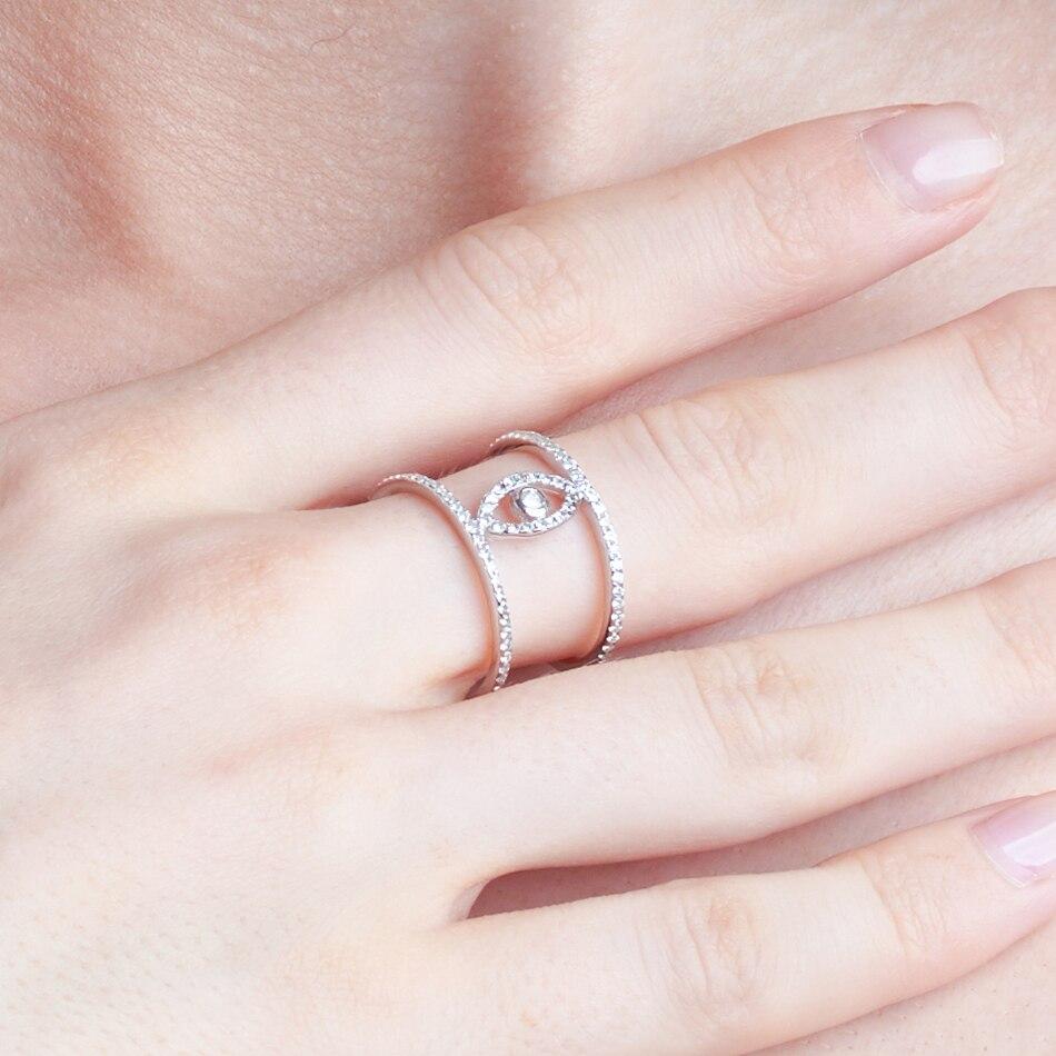 925 Sterling Silver Rings Evil Eye Micro Pave Clear Zirconia Fashion Party Rings For Women Gifts Fine Accessories Jewelry
