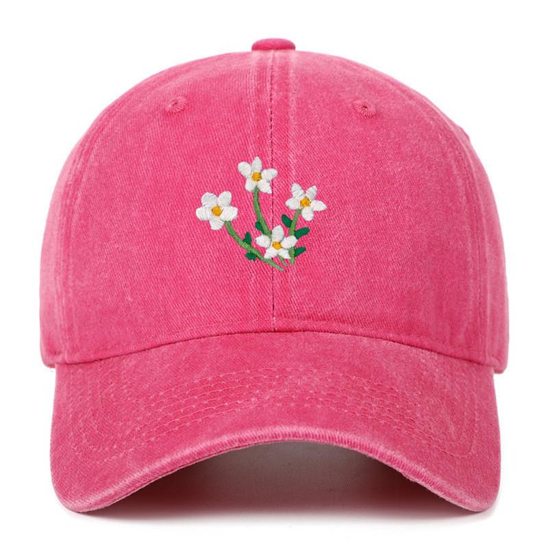 Floral Embroidered Baseball Cap With Curved Brim For Casual Style