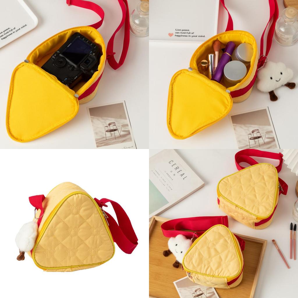 Creative Protective Case For Instant Camera With Embroidery And Cute Cheese Design For Daily Use