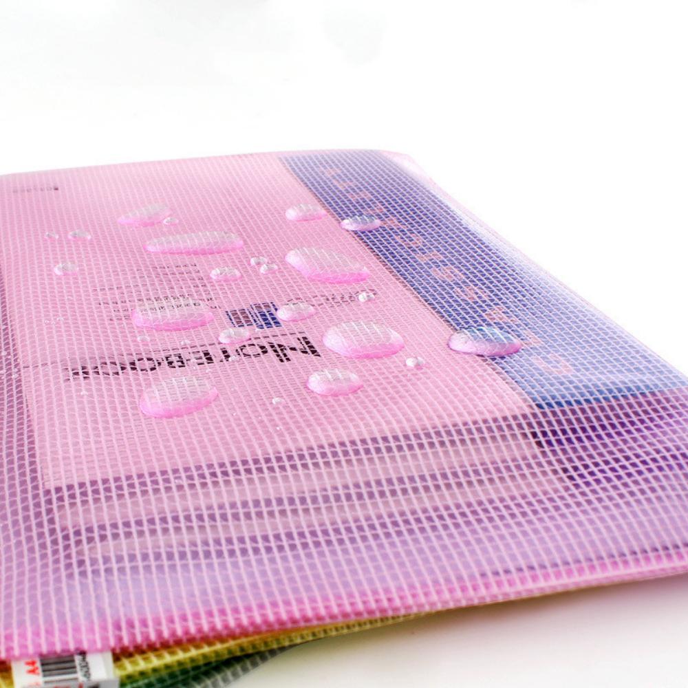 SML PVC Gridding Waterproof Zip Bag Pocket Folder Pouch Filing for Document Pen Filing Stationery Organizer Office School Supply