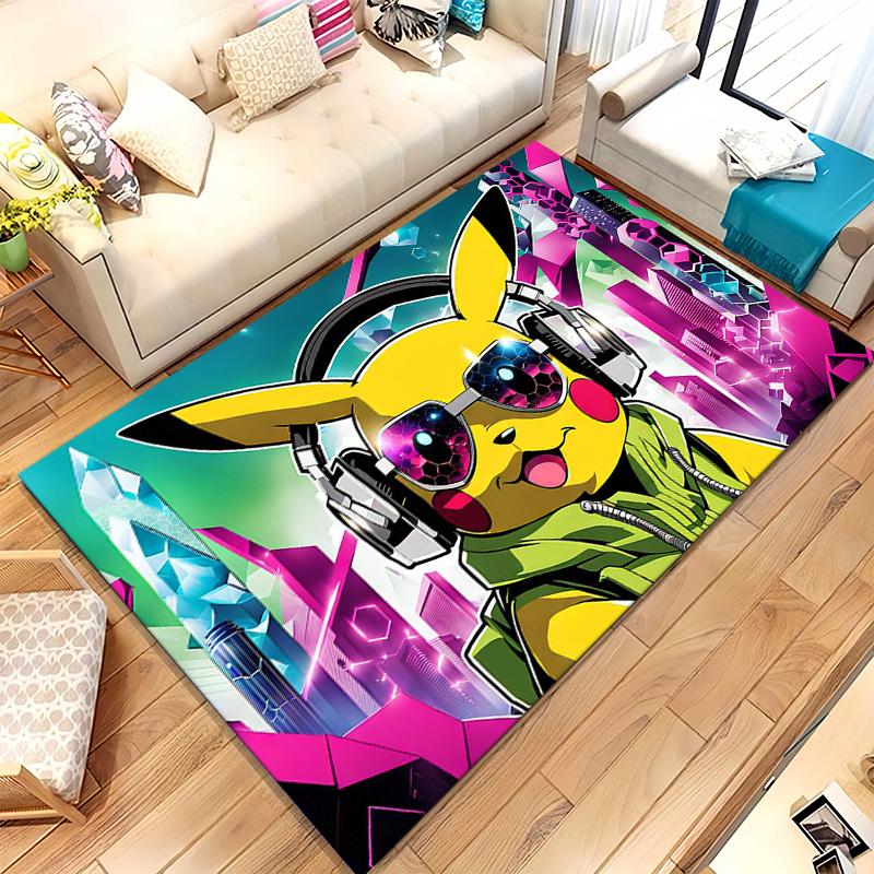6 Style Pikachu Pokemon Living Room Non-Slip Area Rug Soft Carpet for Bedroom Kids Playroom Sofa,Home Decor Doormat Gift