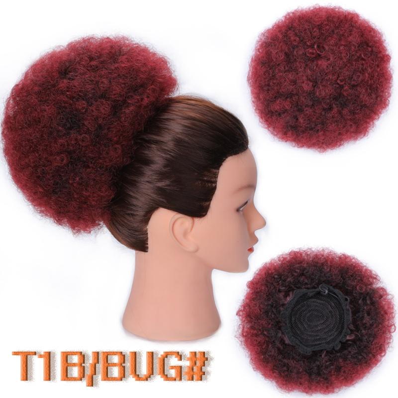 High Puff Afro Curly Wig Short Pony Tail Clip In On Synthetic Curly Hair Bun Made of Long