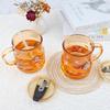 OLOEY Cartoon Glass Straw Water Bottle