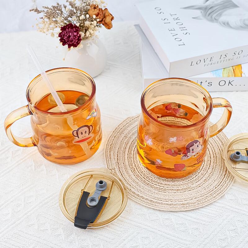 OLOEY Cartoon Glass Straw Water Bottle