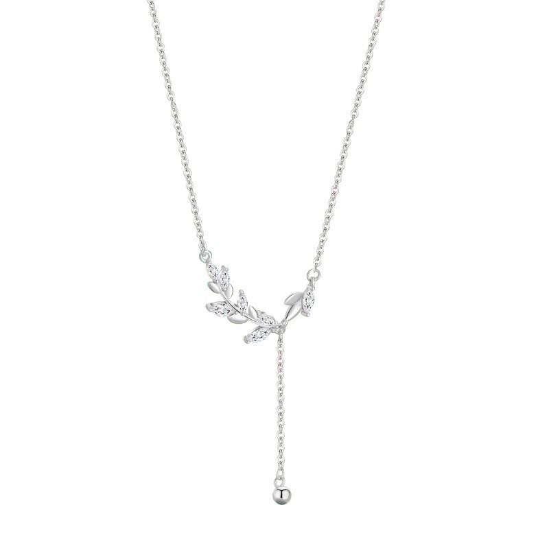 S925 Sterling Silver Leaf Tassel Necklace  Clavicle Chain Bracelet Trend. S925 Silver