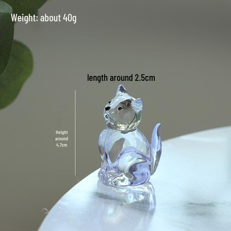 Creative Liuli Zibo Animal Crystal Ornaments: Healing Cat & Dog Glass Handicrafts for Desktop