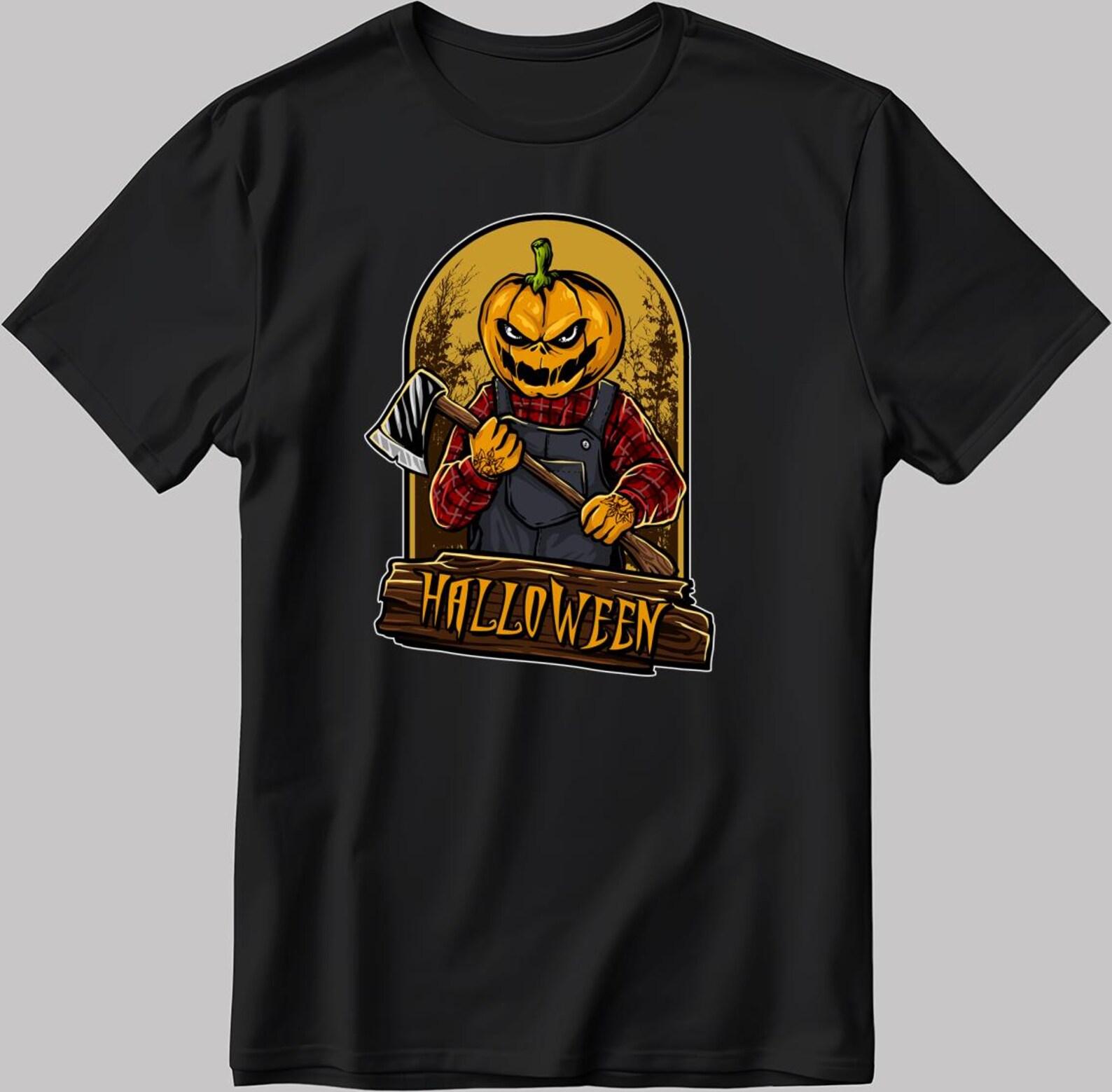 Halloween Scary Pumpkin Happy Halloween Short Sleeve White-Black Men s / Women s T-Shirt H601 S