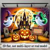 Party Backdrop Halloween Castle Flat Banners Witch Ghost Pumpkin Celebrations Wedding Photo Booth Background Front Door Decor