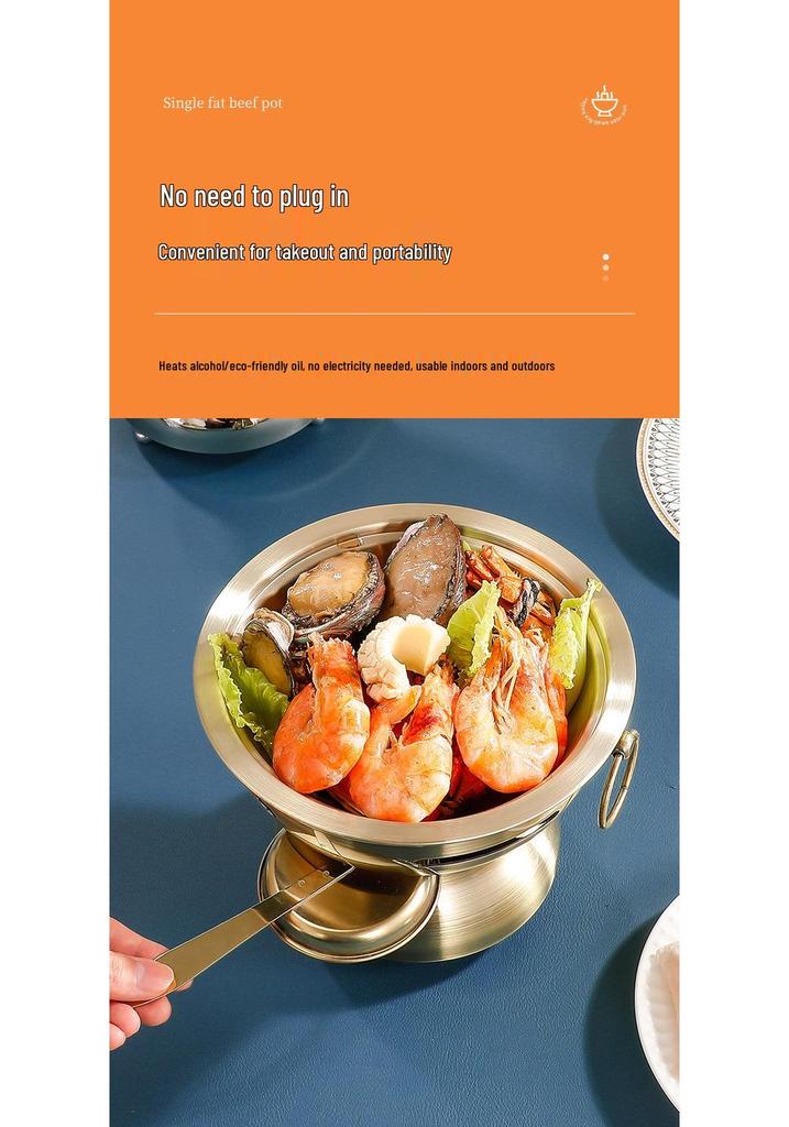 304 Stainless Steel Single-Serving Hot Pot for Shabu Shabu
