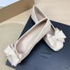 Fashion Flat Shoes for Women 2025 Spring and Autumn New Shallow Bow Square Toe Work Shoes Flat Large Size Women's Shoes Loafers