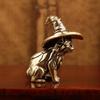 Demon Cat Ornament Retro Brass Cat Sculpture Enchanting Retro Cat Witch Ornament with Hat Solid Brass Sculpture for Desktop