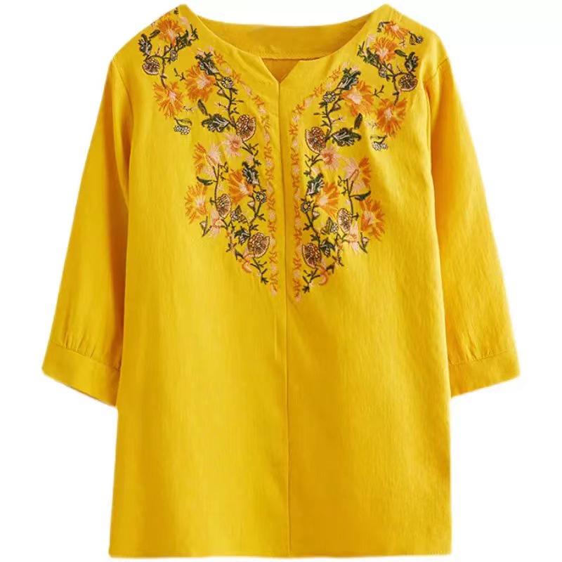 Ethnic Cotton Linen Slimming Top - Summer 2023 Women's Fashion