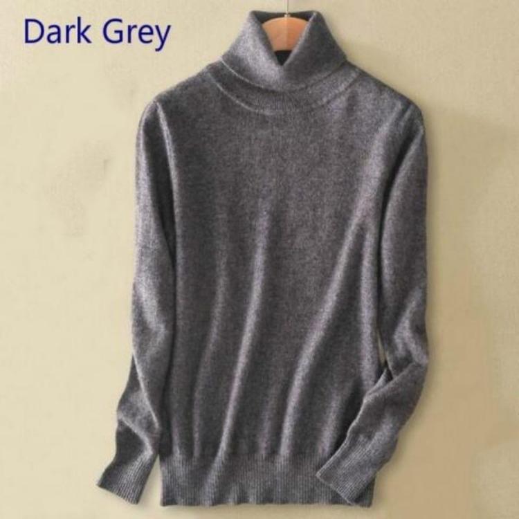 Women s Pure Cashmere Knitted Turtleneck Sweater Jumper Pullover High Neck Elasticity Warm Soft S