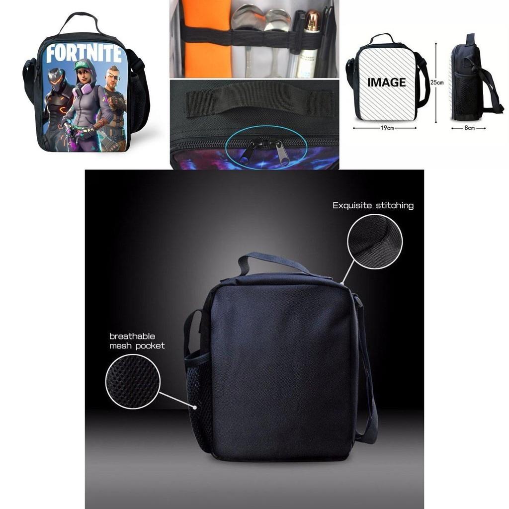 Borsa termica per il pranzo Fortnite per studenti, picnic all'aperto, tracolla regolabile, cerniere lisce incluse