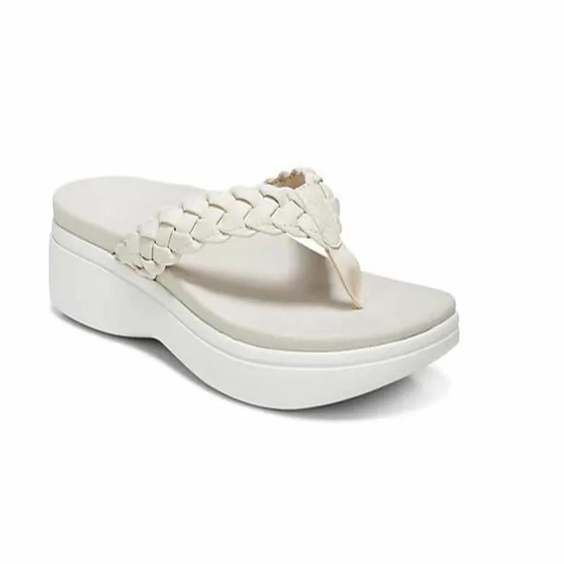 Fashion Pantoufles à Semelles Compensées pour Femme, Sandales Plates Décontractées, Pantoufles de Plage d'Été, Tongs, Grande Taille