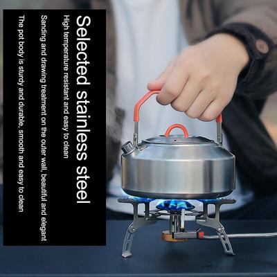 1L Outdoor Campingkessel, Leichter Edelstahl-Wasserkocher, Tragbarer Camp-Teekessel Kaffeekanne für Wandern Picknick Camping Lagerfeuer Campinggeschirr