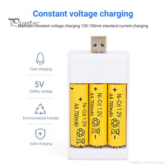 Battery Charger Safe Fast Charging with LED Indicator 3 Slots USB AA/AAA Rechargeable Battery Charging Adapter for Radio