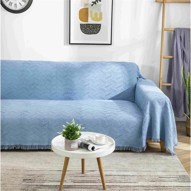 

Nordic Cotton Sofa Throw Blankets Outdoor Camping Picnic Large Blanket Leisure Relax Beach Towel white Travel Rug Tassels Linen S 90X90cm