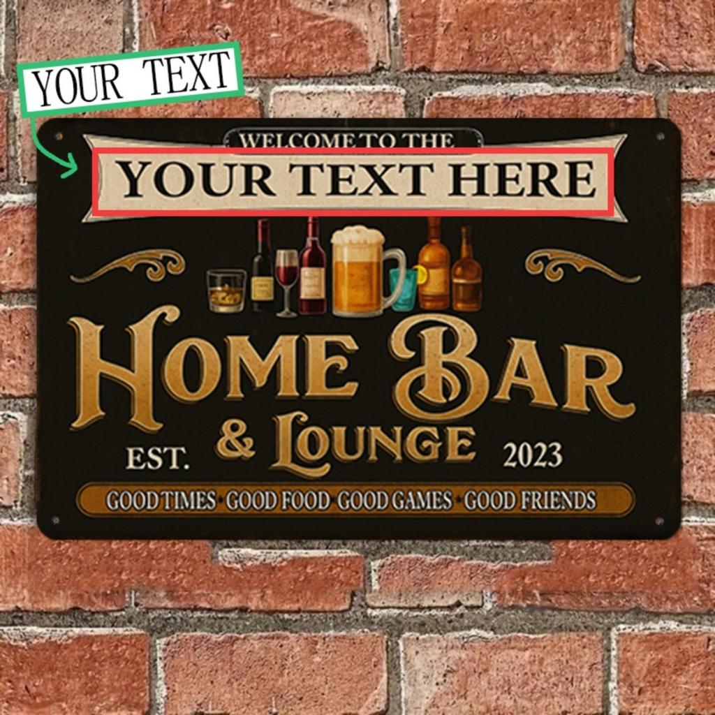 Personalisiertes Vintage-Metallschild Hausbar Wanddekoration