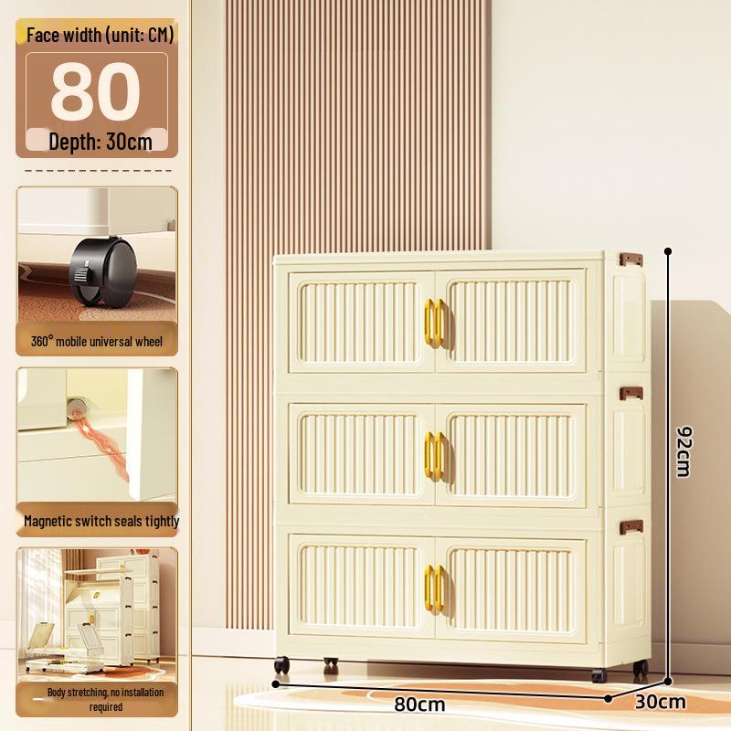 70-90cm No-Install Folding Storage Cabinet for Home, Living Room, Bedroom, Multi-layer Wardrobe, Sundries Organizer.