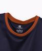 Champion DRYSAVER Short Sleeve with a Round Breathable Rubber and Script Logo Men's T-Shirt, Navy, C3-BB355, Neck, Design, Antibacterial, Print,