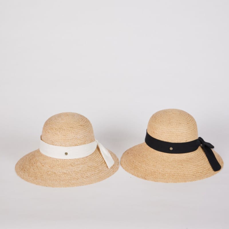 LALA Natural Raffia Ribbon Hat - Black