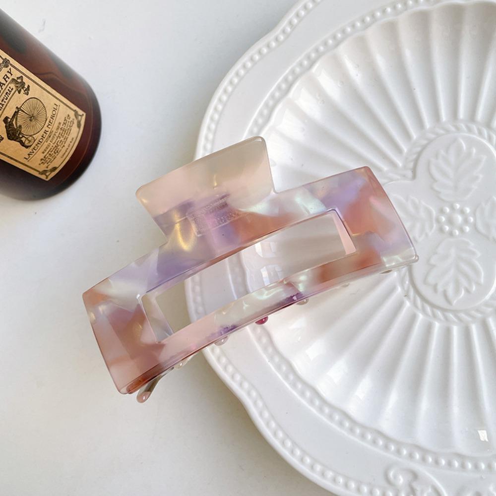 French Style Rectangular Hollow Hair Claw Colorful Shark Clip Acetic Acid Hair Clip  Travel
