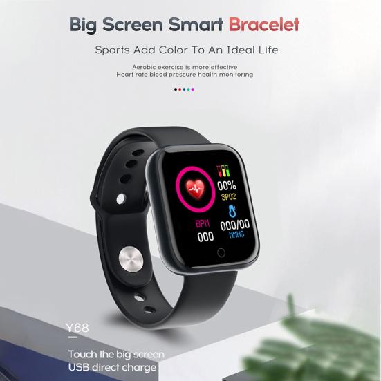 Y68 Waterproof Heart Rate Blood Pressure Monitor Smart Bracelet for iOS Android