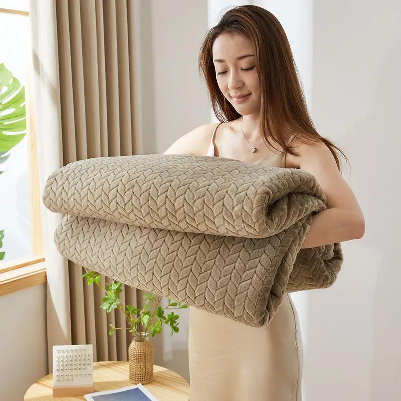 Strip Plush Sofa Towel Knitted Blanket Plaid Sofa Cover Bedside Blankets Living Room Home Decor Throw Blanket Sofa Blanket