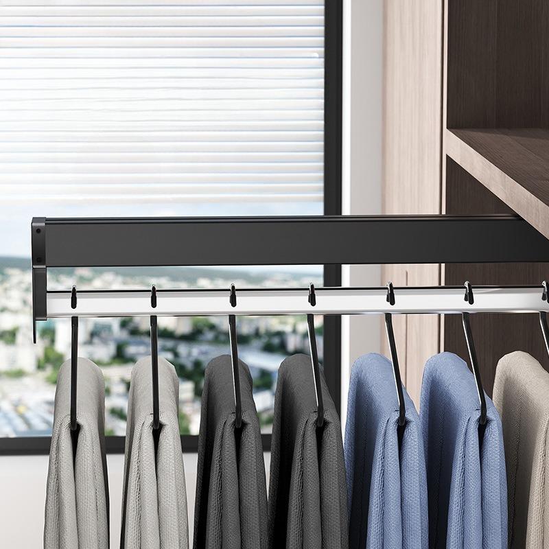 Wardrobe Sliding Rail Pants Hanger Retractable Clothes Rack Modern Bedroom Coat Racks Metal Aesthetic Multifunctional Hangers