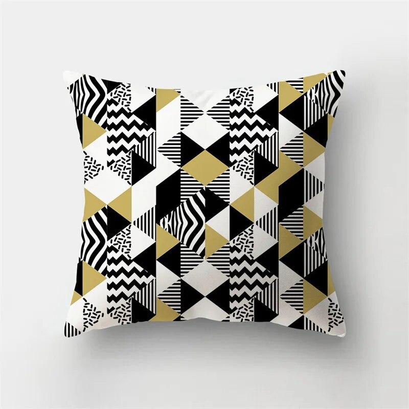 45x45cm Geometric Square Pillowcase Tropical Plant Leaves Short Plush Cushion Cover Sofa Office Seat   Home Decor