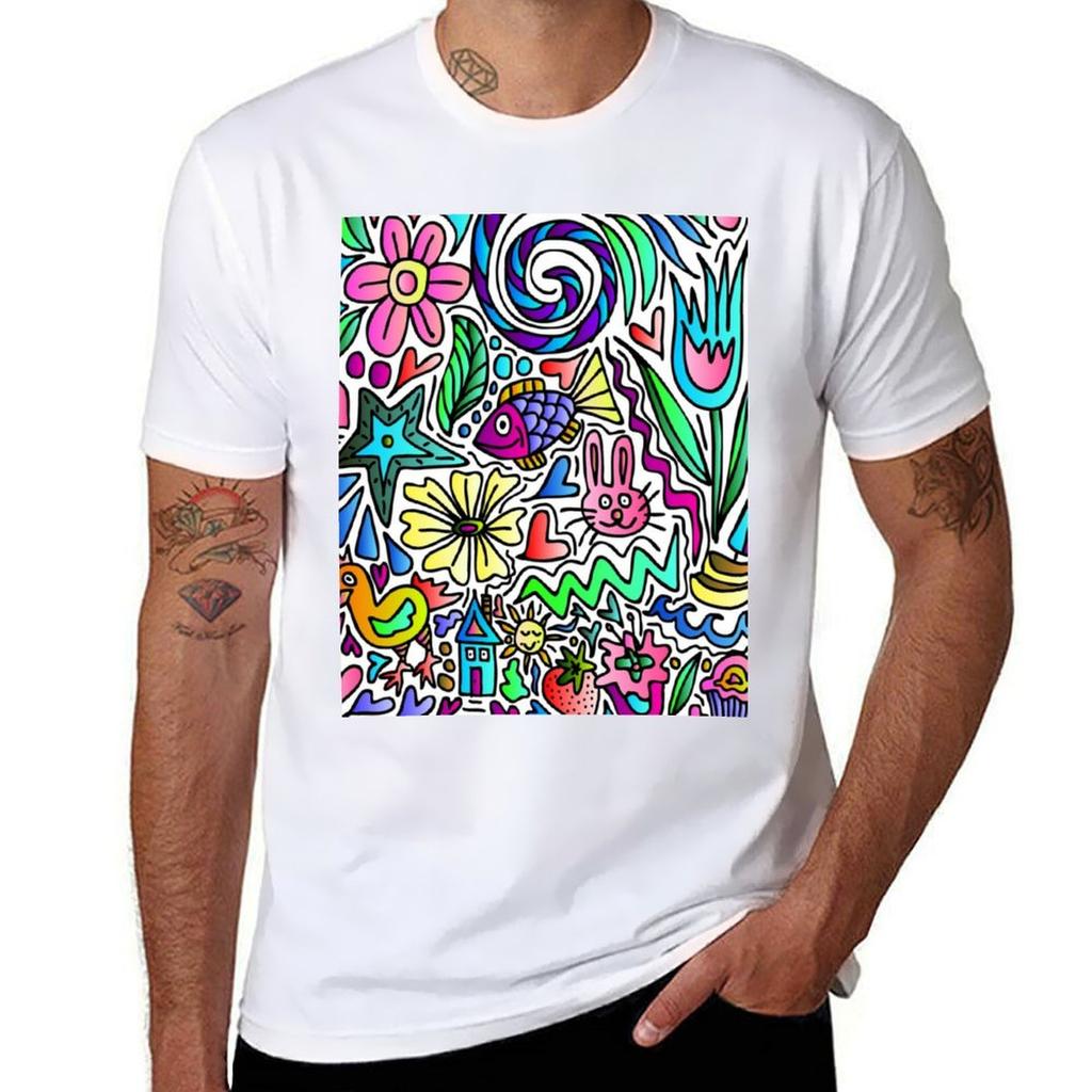 Happy little doodle TShirt Comfortable Daily Wear Tee