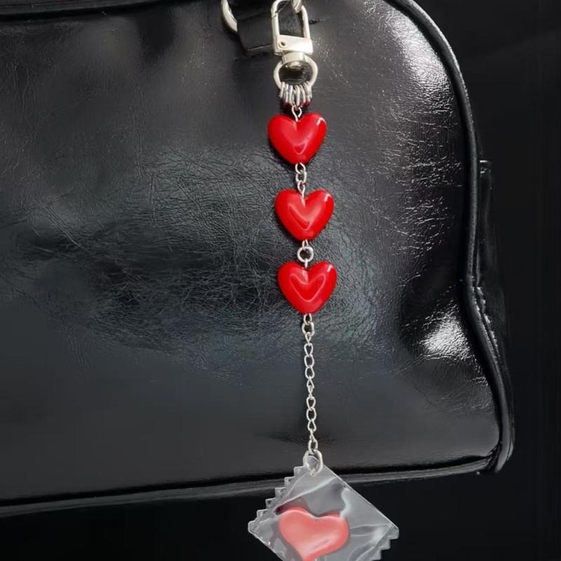 Playful Red Candy Pouch Keyring Heart Shaped Alloy Resin Accessory  Ideal For Keys Gifts Decoration Hanging Charm