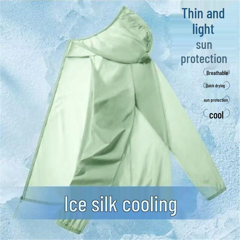 Unisex Ice Silk Sun-Protective Lightweight Jacket - Men's and Women's Loose Fit, Plus Size, Zip-Up, Long-Sleeve, Outdoor Wear.