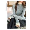 Lace Patchwork Half High Neck Base Sweater for Women, Autumn and Winter Thread Slim Fit Sweater, Lace Knit Sweater, Inner Top
