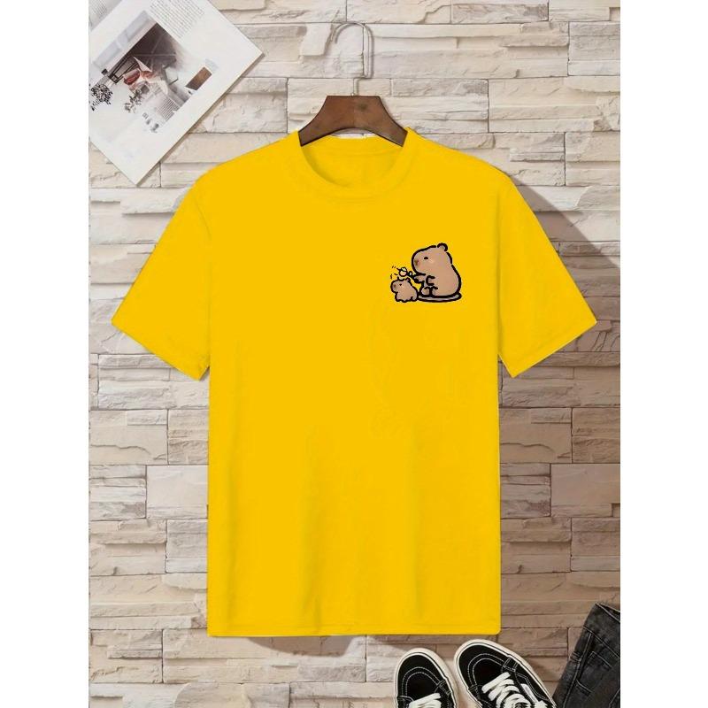 Kids Crewneck Short Sleeve T-Shirt, Big & Small Capybara Double Sided Print Fashion Casual Kids Summer Tops