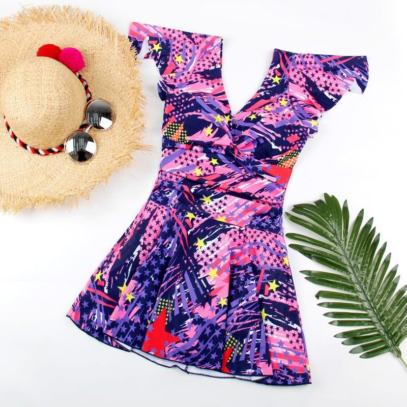 Plus Size Womens Modest One Piece Swimsuit High Waist Floral Print Tummy Control Swimwear Spa Pool