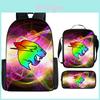 Mochila Escolar 3D Mr Beast Lightning Cat com Tecido Oxford Respirável para Crianças