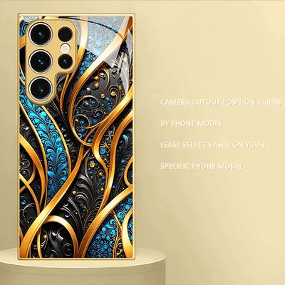 Feather Swirl High-end PhoneCase Electroplated Glass TPU PhoneCase for Samsung Galaxy S26 S25 S24 S23 S22 S21 FE,Ultra,Plus