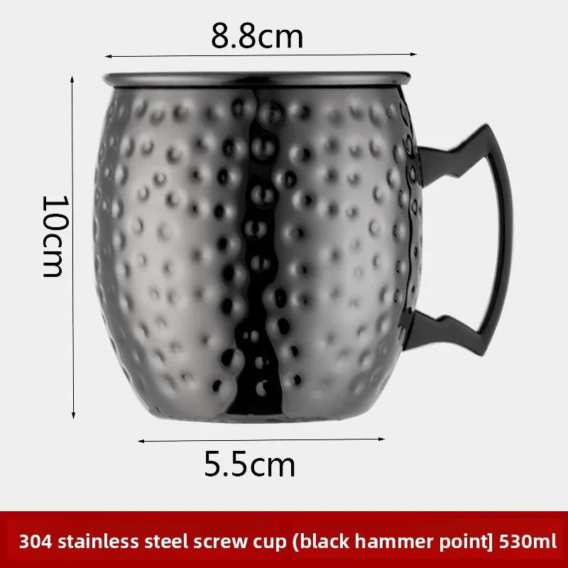 530ML moscow mule mug Macaroon Cocktail copper cup glass Stainless Steel Hammered Copper Plated Beer Coffee Bar Tool Drinkware