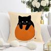 Cute Black Cat Double-sided Printed pillow cover Short plush Suitable living rooms bedrooms sofas throw cushion cover