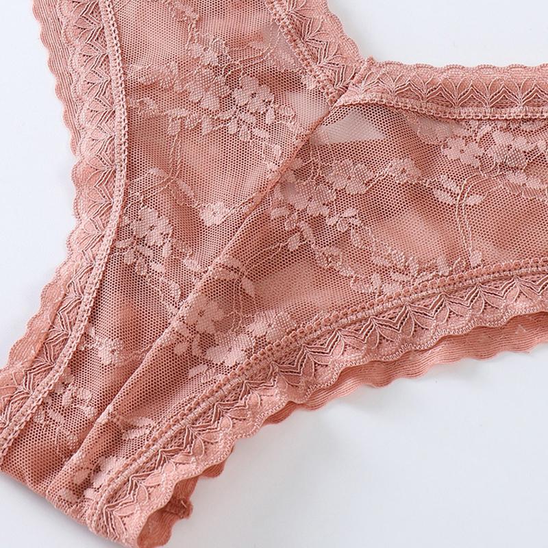 Sexy Panties Women Lace Embroidery Underwear Low-Waist G String Hollow Out Cross Belt Thong Comfortable Female Lingerie