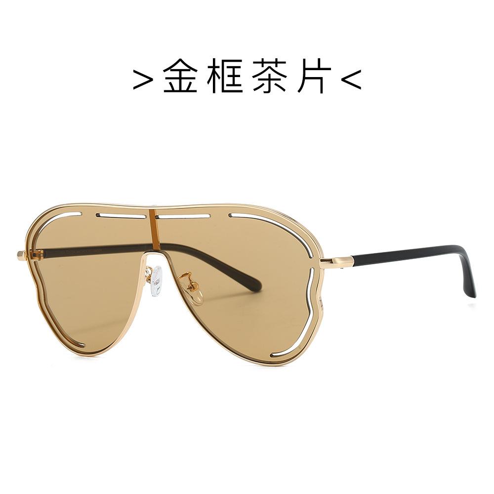 Funny oversized hollow sunglasses women high quality beach sunscreen glasses metal Internet celebrity sunglasses