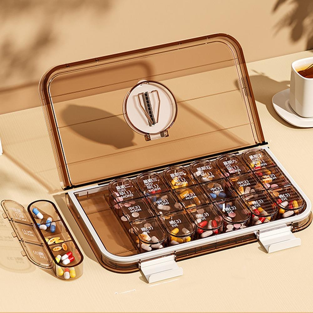 Large Capacity Pill Cutter Box Moisture Resistant Drug Dispensing Case  Elderly Medication