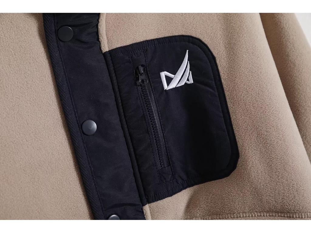 Herren Winter Patchwork Stehkragen Fleece Sweatshirt, 600g beidseitig verdickt.