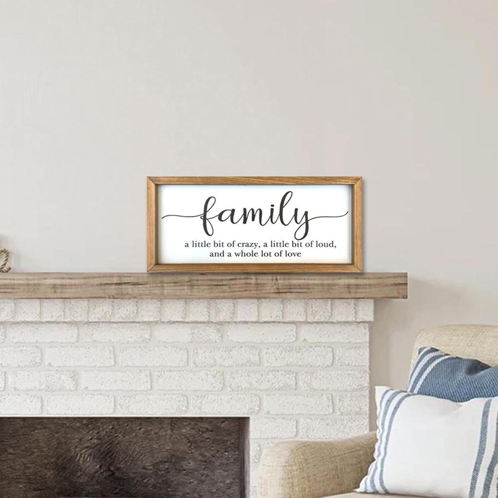 Rustic Wooden Family Wall Sign with Inspirational Quote for Home Decor - Farmhouse Style Living Room Art Piece