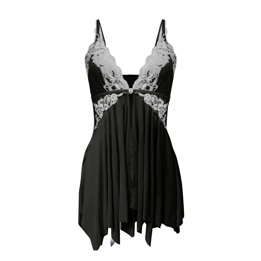 Lingerie For Women Front Closure Babydoll Lace V Neck Mesh Sleepwear Lingerie