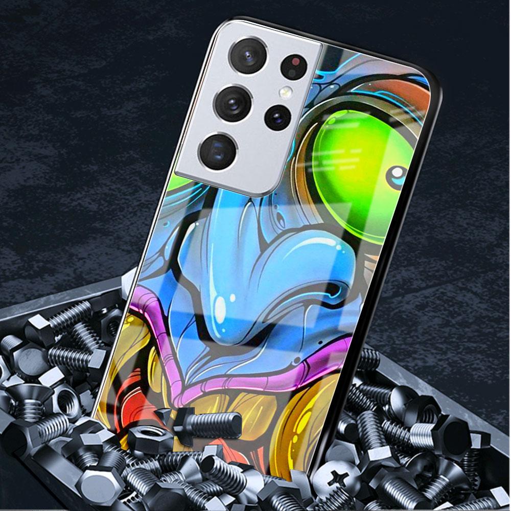 Samurai Oni Mask Cool Glass Case For Samsung Galaxy S22 S20 FE S21 Plus Phone Cover S10 5G S9 Note 20 Ultra 10 Lite Shell