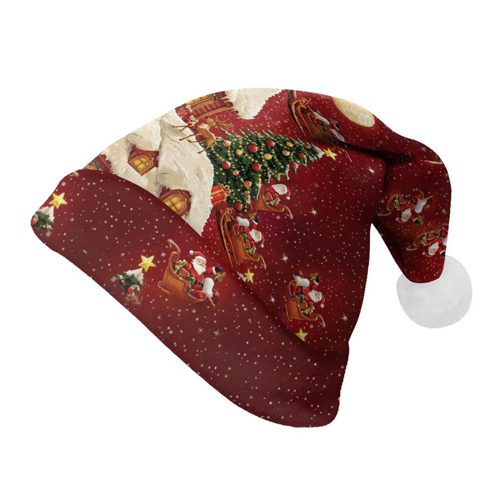 2024 Double-Sided Fleece Christmas Hat with Velvet for Kids & Adults