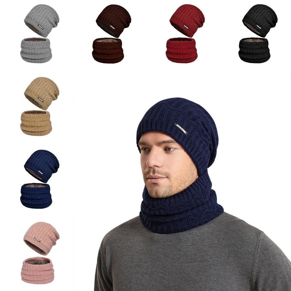Warm Outdoor Knitted Hat And Scarf Set With Letter Decoration For Season Cold